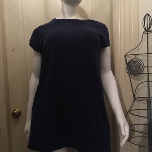 Lands’ End navy terry jacquard cover up dress